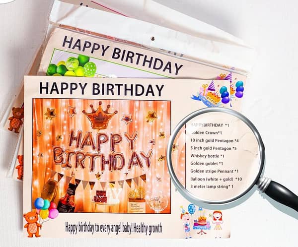 Happy Birthday with Crown and Pentagon Balloons Theme Set For Birthday Decoration and Celebrations,-(K. S. )