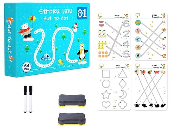 64 pages - Reusable Magical Tracing Workbook Set , Reusable Calligraphy Copybook , Practice Drawing Book for Kids ,Pen Control Training Drawing Book, Handwriting Practice Copybook for Kids, Children Learning Toys (64pages) KS