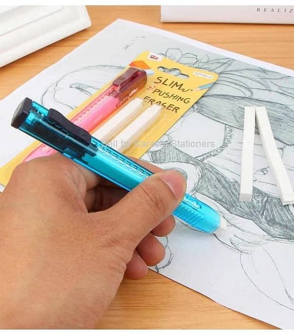 Lovely creative utility cutter shape Slim Pushing Eraser with two refills tombow mono zero Best for Sketch Pencil Novelty Item For Kids Gift