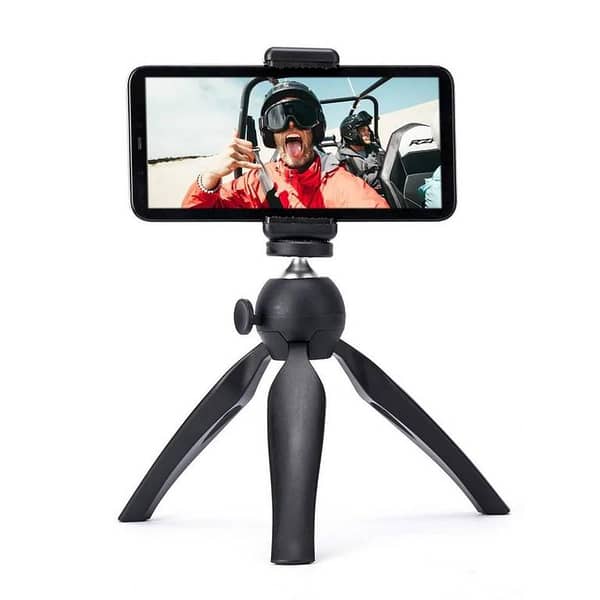 Mini Size Tripod Stand Movable Ball Head and Mobile Holder for Mobile Phone DSLR Cameras - Black-(KS)