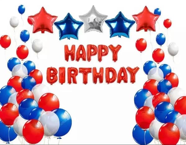 Red - 13 Pcs Happy Birthday Foil Balloons Set - Chain Banner Style For Decoration 16 inch Each Alphabet Letters Solid Foil Shinning Party Decoration