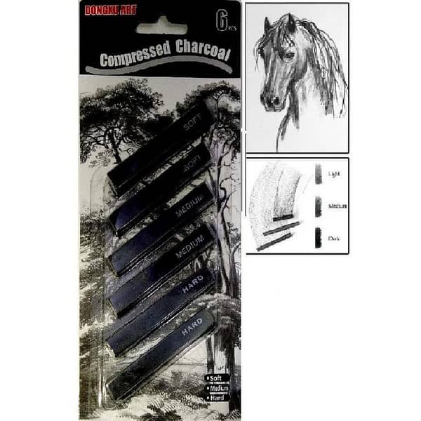 6 pcs set Compressed Charcoal Sticks for Sketching, Drawing, Shading Pencils