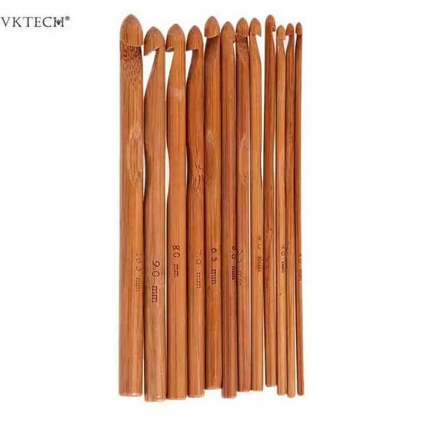 12pcs/Set Bamboo Knitting Crochet Hooks-KS
