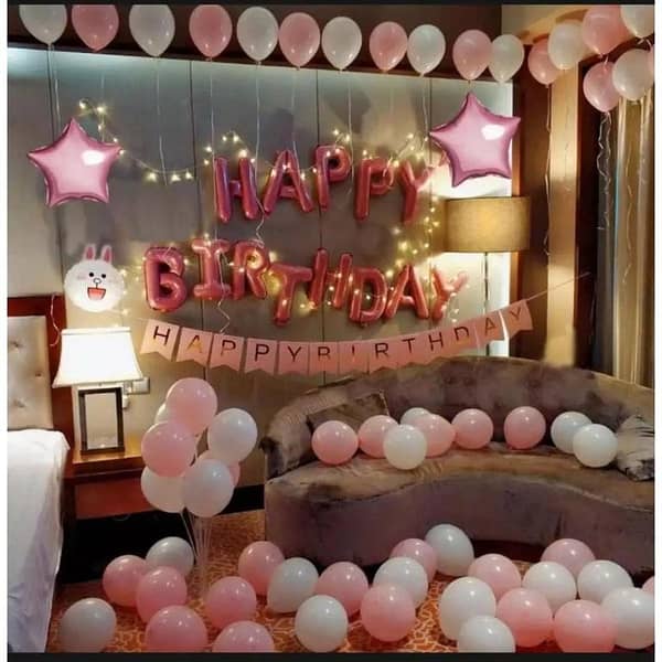 67 Pcs Set - Pink Happy Birthday Grand Theme Decoration Set