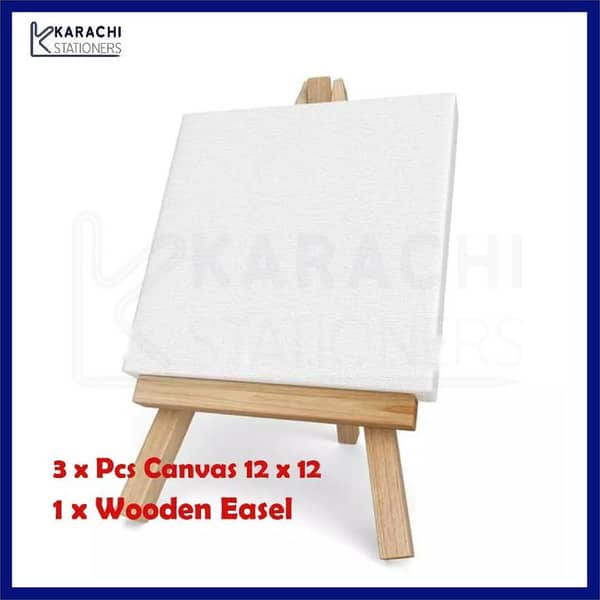 Pack Of 4 12X12 Inches Canvas with Easel Boards For Painting
