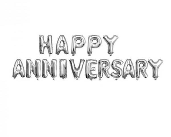 Golden / Silver / Rose Gold HAPPY ANNIVERSARY letters aluminum foil balloons (16 Letters) For Anniversary Celebrations and Decorations