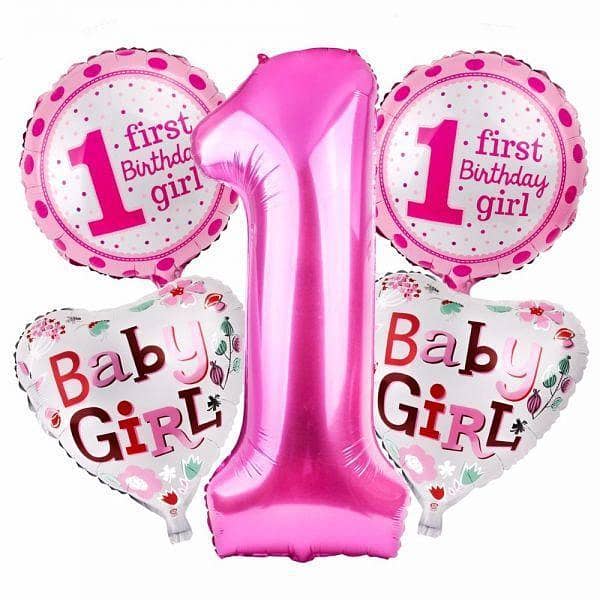 First Birthday Boy / Girl Foil Balloons for Decoration and Celebration (5 pcs / Set),-(K. S. )