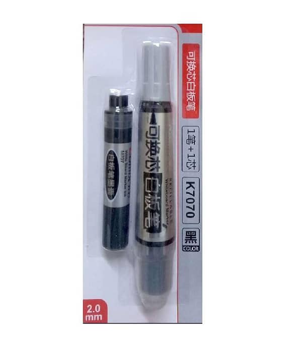- 1 piece Refillable whiteboard Marker (Black) with one extra ink cartridge, White Board Dry Erase Marker Refillable KS