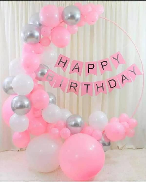 Wonderful Pink & Pink Birthday Decoration Set (Including Birthday Banner + 30 Balloons Pink/White/Silver ) Pink Birthday Themes- Home Decorations For Birthday -Pink Birthday Themes For Girls / Babies also For Couples
