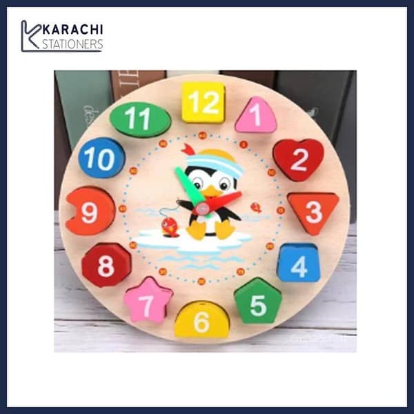 Wooden Colorful 12 Digital Clock Toy Wood Toy 3D Puzzle Wooden Beaded Geometry Clock Puzzles Math Montessori Educational Beaded Game Toy