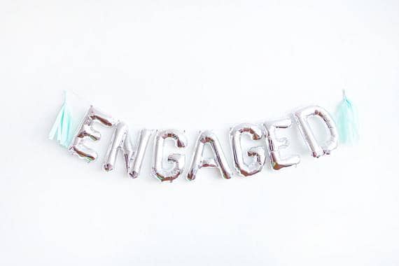 Engaged Balloons Banner 16 inch letter Foil Balloons Set for Engagement Party Decorations,-(K. S. )