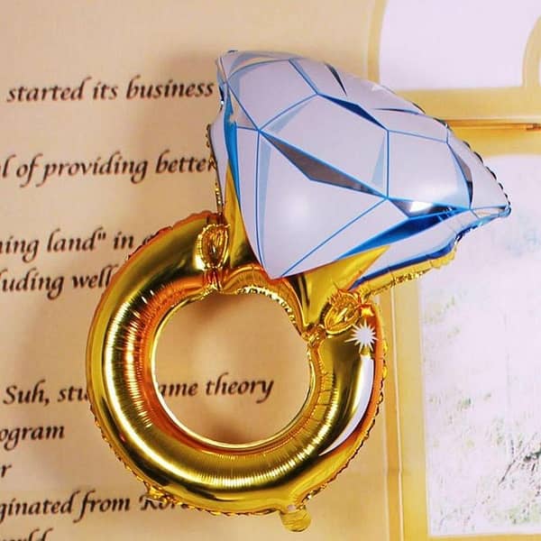 Golden Diamond Ring Shaped Foil Balloon For Engagement, Wedding or Anniversary Celebrations,-(K. S. )