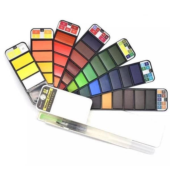 42 Colors Pigment Paints Set Solid Watercolor With Waterbrush For Drawing Painting Watercolors collapsible suit Paints Transparent Colors Painting Water brush palette in Box Set