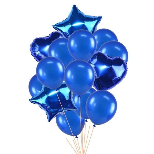 14 Pcs Decorative Balloons Set (Star, Heart Shaped & Latex Party Balloons Set) For Birthday and Event Decoration,-(K. S. )