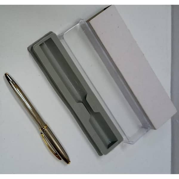 1 Pc Stainless Steel Twist Ball Pen Silver With Gift Box Blue