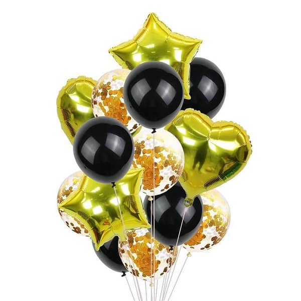 14 Pcs Confetti Decorative Party Balloons Set (Star, Heart Shaped & Confetti Filled Latex Party Balloons Set) For Birthday and Event Decoration,-(K. S. )