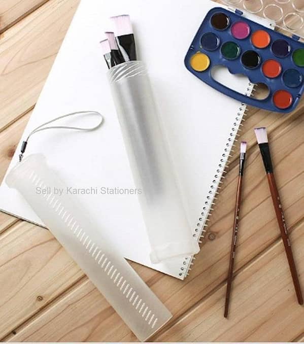 Pack of 3pcs - Paint Brush Art Drawing Storage Plastic Tube with Strap - Extendable Length 10" to 18" / D 2"