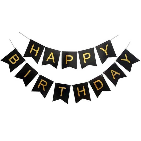 Happy Birthday Banner in black ,pink,light blue,white and rose gold
