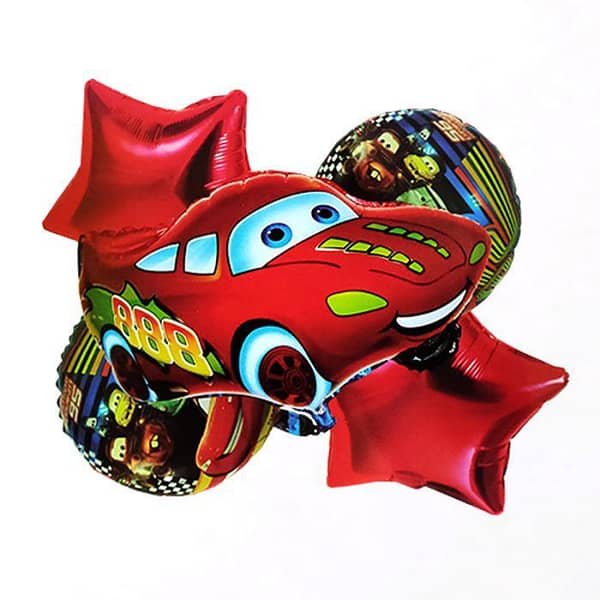 Lightning McQueen Cars Cartoon Foil Balloon Set - 5 Pieces For Birthday Party,-(K. S. )