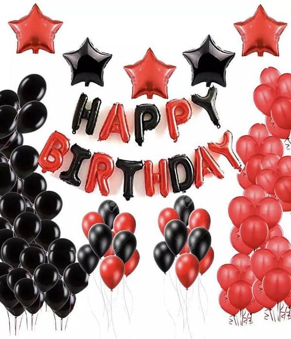 Happy Birthday Red & Black Theme Set For Birthday Decoration and Celebrations,-(K. S. )