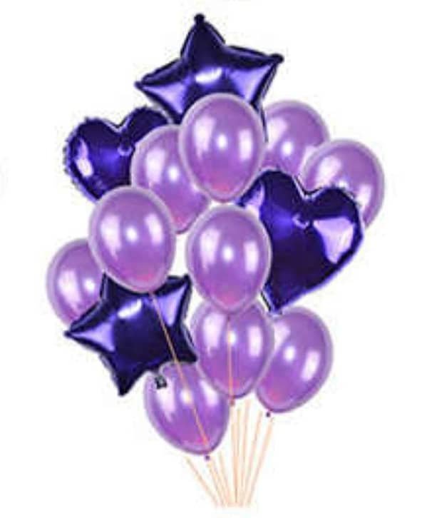 14 Pcs Decorative Balloons Set (Star, Heart Shaped & Latex Party Balloons Set) For Birthday and Event Decoration,-(K. S. )