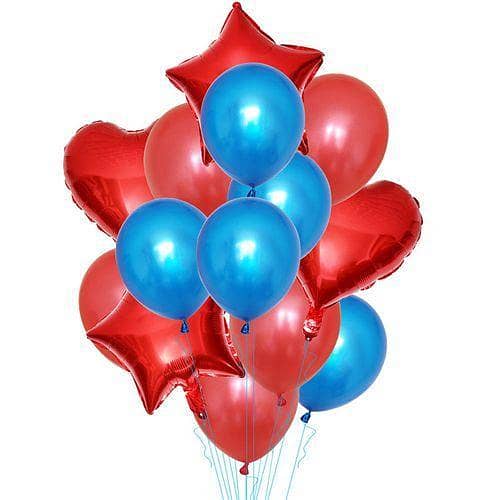 14 Pcs Decorative Balloons Set (Star, Heart Shaped & Latex Party Balloons Set) For Birthday and Event Decoration,-(K. S. )