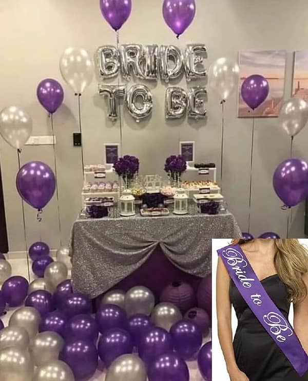 Theme:  Bride to Be Foil Silver with Purple Theme Set for Bridal Shower & Wedding Decoration,-(K. S. )