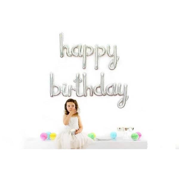 K. S. Foil Balloon Banner - Happy Birthday Scripted Letters for Party Decoration