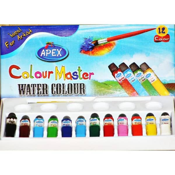12pcs Apax Water Colour Tubes with brush and palette best Poster Color 12 different shades tubes 15cc