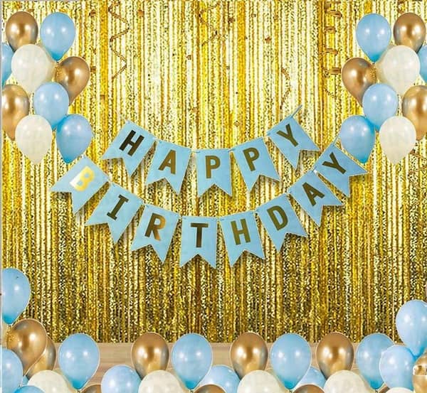32 Pcs - Blue Happy Birthday Latex Decoration Kit