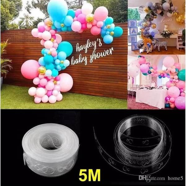 Balloon Decorating Strip Connect Chain DIY Balloon Arch Strip Tape Plastic 5M