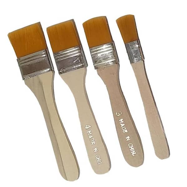 4pcs  Wide & Thin Gesso Paint Brush Set best for canvas oil acrylics gouache paints watercolor poster color white bristle and brown handle