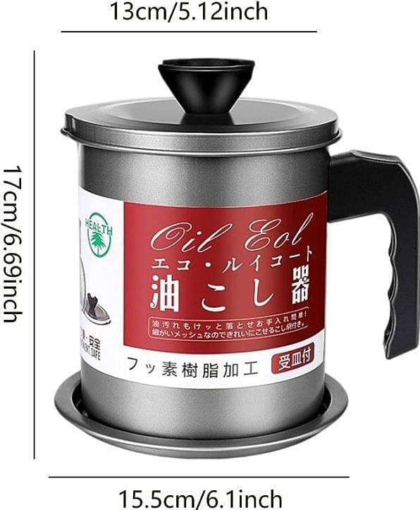 Oil Fryer Cookerwith Stainless Steel Fine Mesh with Lid Food Grade Iron Cooking Oil Filter Machine with Handle for Kitchen KS