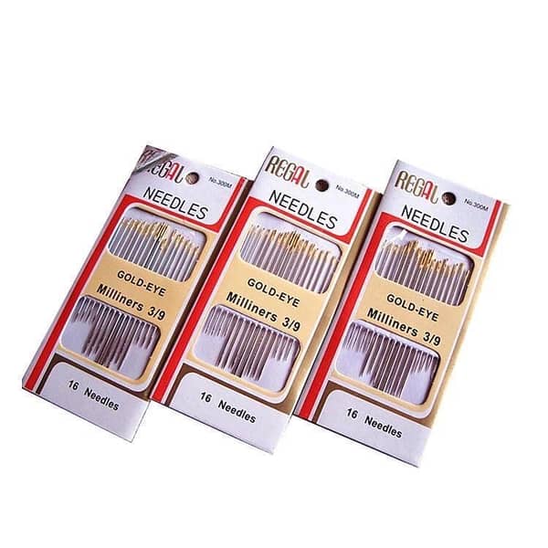 3 packs Embroidery Needle Kit Packing golden color tail for domestic DIY job hand stitching middle size 16 pcs for one lot-KS