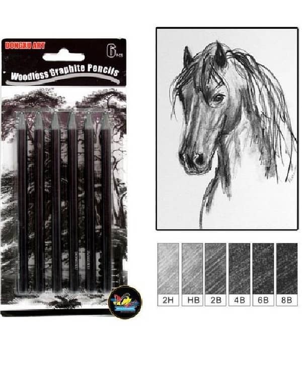 Art set of 6pcs Woodless Graphite Pencils for Artistic Sketching And Portrait Making KS