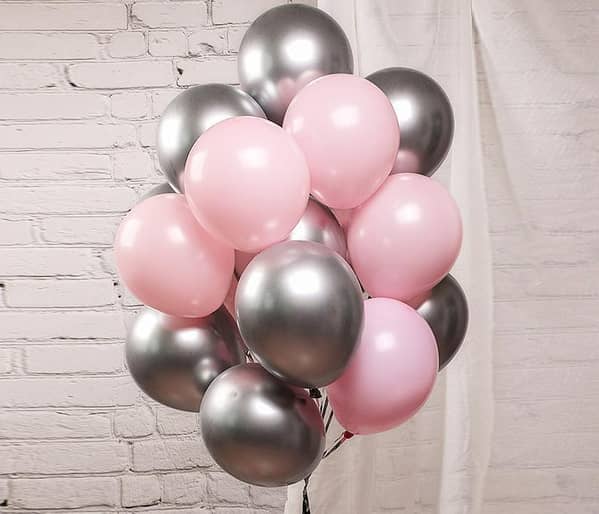 Silver Chrome & Blue / Pink Latex Balloons - Pack of 20,-(K. S. )
