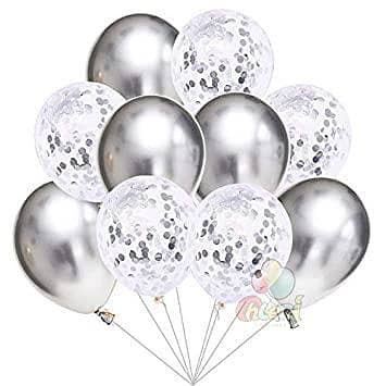 Golden / Silver Latex Balloons with Confetti Filled Balloons for Party Decoration (10 pcs / set),-(K. S. )
