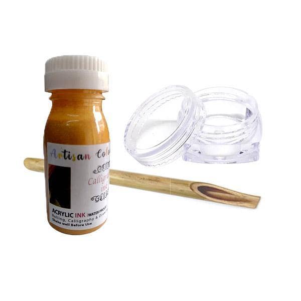 Reed Bamboo Calligraphy Set with Qalams, 30ml Ink and 5ml Ink Jar