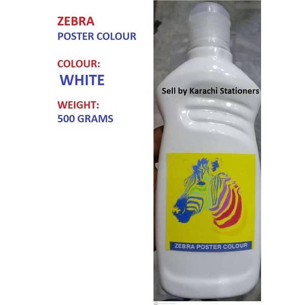 White - Zebra 500ML Poster Color Bottle Watercolor Colour