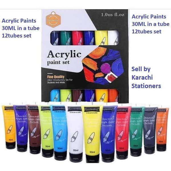 Keep Smiling 30ML x 12pcs Acrylic Colour Paints - Pack of 12