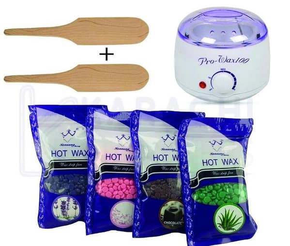 Original Wax Heater and Warmer Machine - Pro Wax 100 With Free Imported 100g Hard Wax Beans +2 Wooden Wax Spatula