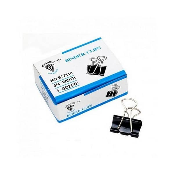 Pack of 12 - 3/4 Inch (19 mm) Binder Clips