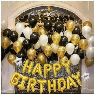 Deal- 2 Happy Birthday Golden with Golden, Black & White Theme Set For Birthday Decoration,-(K. S. )