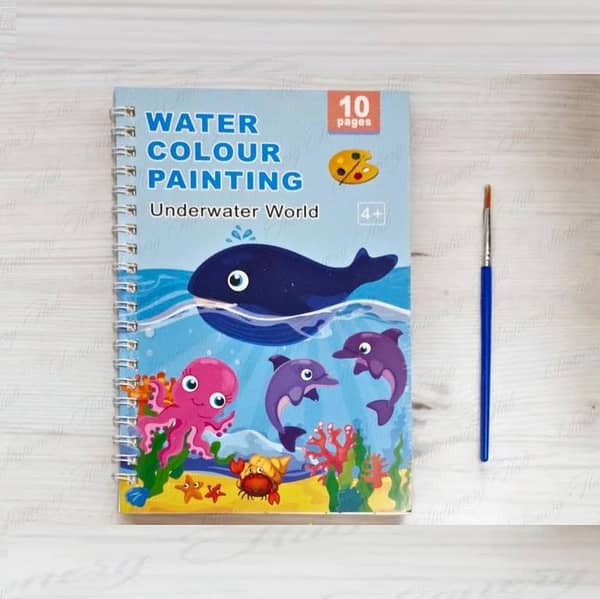1 Book Magic Water Color Painting Book 10 Pages With 1pcs Brush and Paint Kit on every page KS