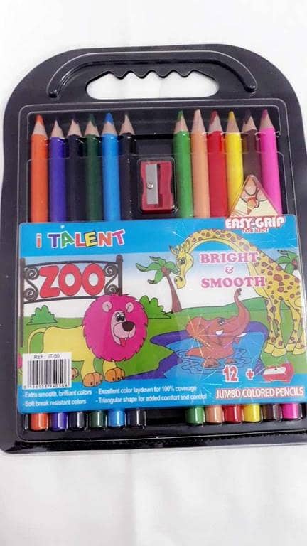 I-Talent jumbo 12 color pencils with sharpener