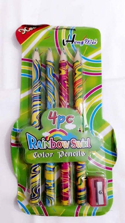 Rainbow Swirl Color Pencils 4 with sharpener