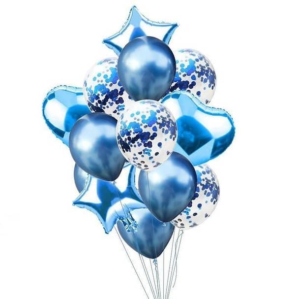 14 Pcs Confetti Decorative Party Balloons Set (Star, Heart Shaped & Confetti Filled Latex Party Balloons Set) For Birthday and Event Decoration,-(K. S. )