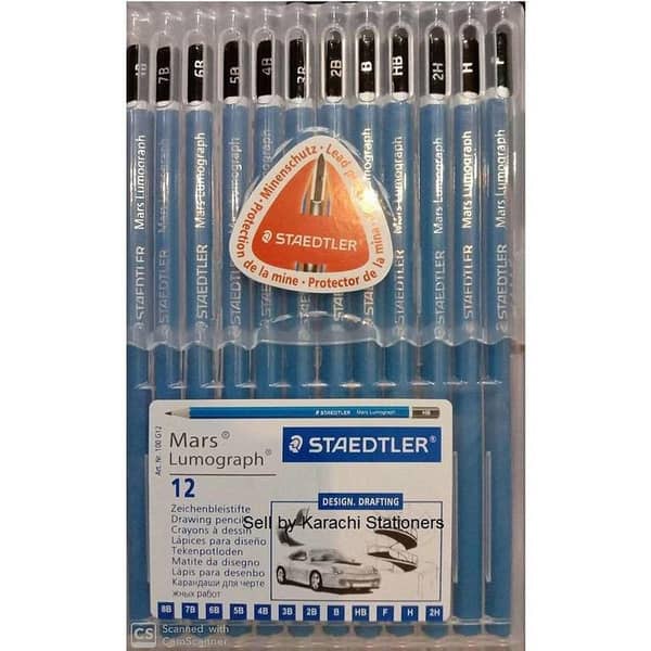 Set of 12 Mars Lumograph Pencils for Sketching and Drawing