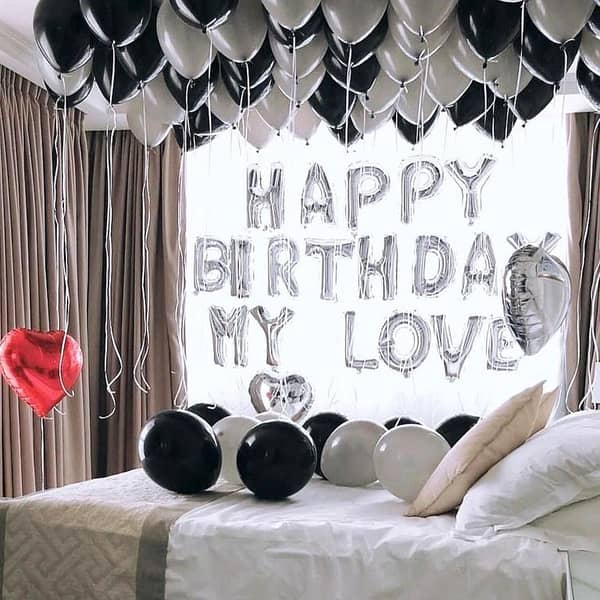 Happy Birthday (MY LOVE) Silver & Black Theme Set,-(K. S. )