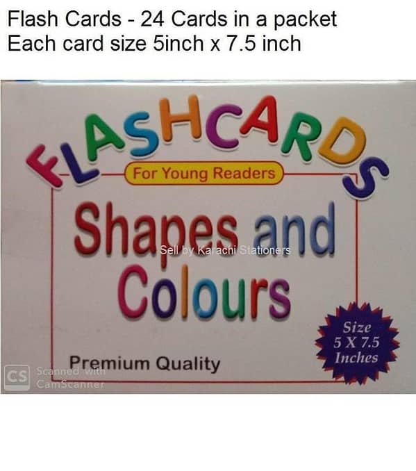 Shapes and Colours Flash Cards size 5x7.5 inch each card x 24 cards pkts